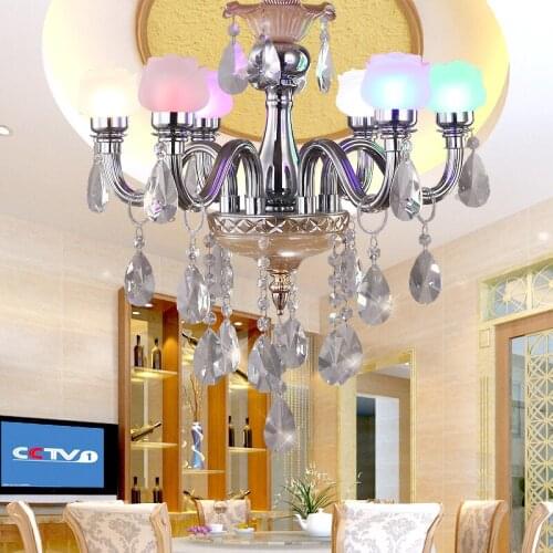 Modern LED Multicolour Crystal pendant lamps Acrylic petal pendant light fashion 6 Heads 110-220V Romantic pendant G4 Bulb