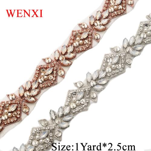 WENXI 5YARDS Crystal Rhinestone Applique Trim For Fancy Bridal Gown Waistband Crystal Rhinestone Applique Accessories WX912