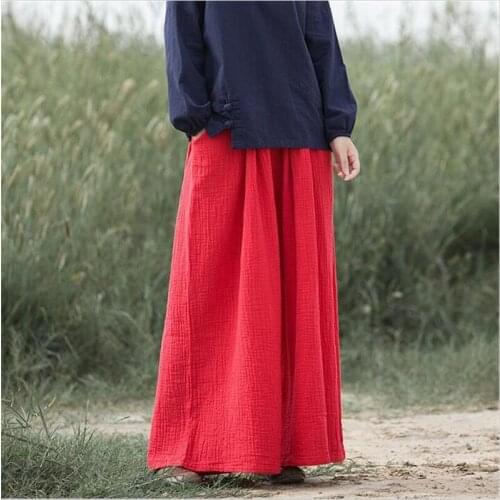 2020 Women Casual Wide Leg Pants Loose Solid Trousers With Pocket Pants 14 Color Cotton Linen Plus Size Pants M-7XL