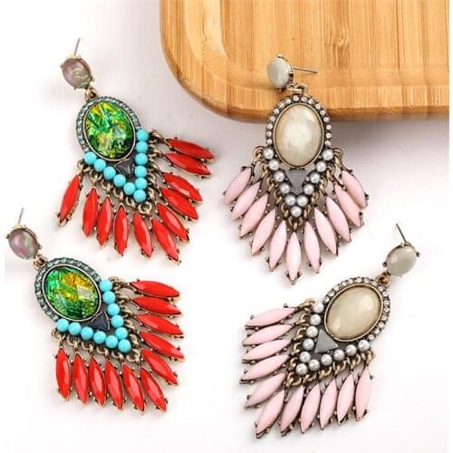 2020 New Earing Women Retro Jewelry Accessories Boho Metal Multicolor Party Dangle Geometric Eardrop
