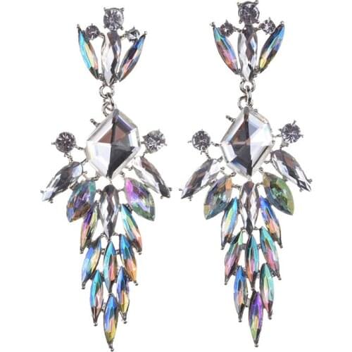 JERPVTE Vintage Exaggerated Water Drop Crystal Rhinestone Statement Drop Earrings for Women Colorful Long Big Dangle Earrings