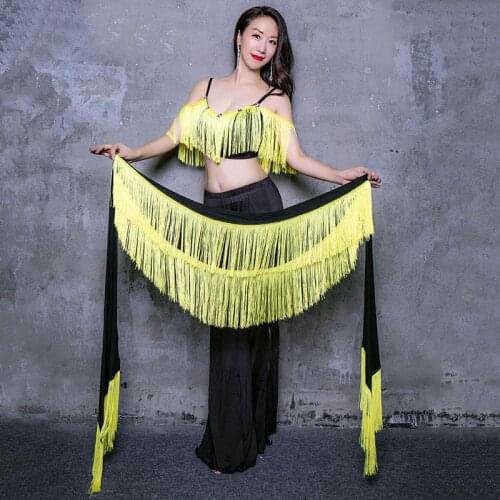 Belly Dance Female Adult Elegant Temperament Tassel Top Long Pants Hip Scarf 3-Piece Set Carnival costumes ,samba costumes