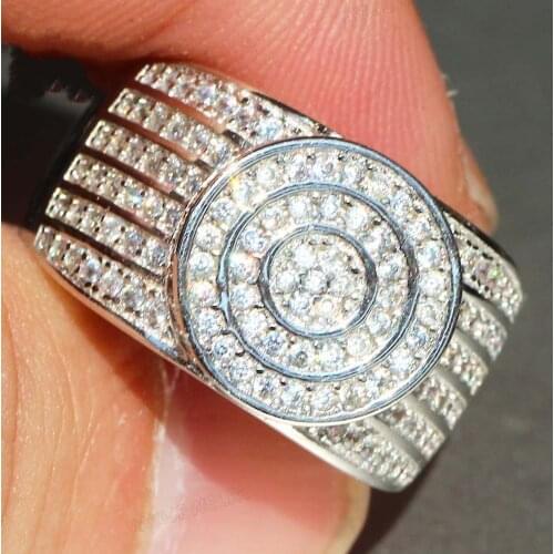 Wedding Ring Jewelry Pave 360pcs Simulated DIAMOND CZ RINGS white sapphire 925 Sterling silver for Women Men gift Size 5-10