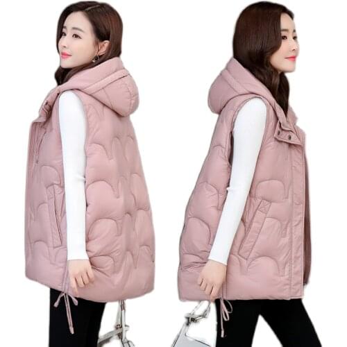 2020 autumn winter new down cotton vest women mid-length Korean version loose wild vest sleeveless waistcoat coat 5XL coat trend