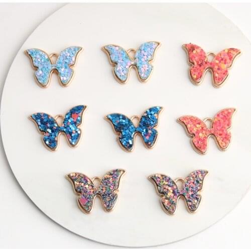 10pcs Sequins Charms Butterfly Pendants DIY Handmade Popular Metal Delicate Accessories For Women Jewelry Making Gift