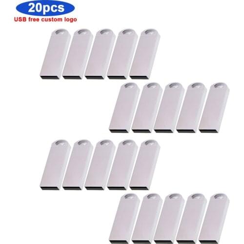 20pcs/lot FreeLOGO Mini USB flash Drive 128GB 64GB 32GB 16GB 8GB 4GB Metal Pen Drive Pendrive 128 64 32 16 8 GB USB Flash Memory