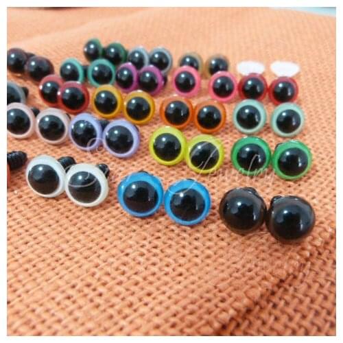 200pcs/package hand make 10mm plastic toy eyes with washer color by randomly