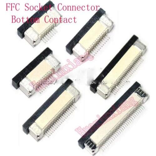 50PCS/Lot 0.5MM FFC/FPC Socket/Jack Connector Drawer Type Bottom Contact 4P/6P/8P/9P/10P/12P/14P/16P/18P/20P/22P/24P/26P/28P
