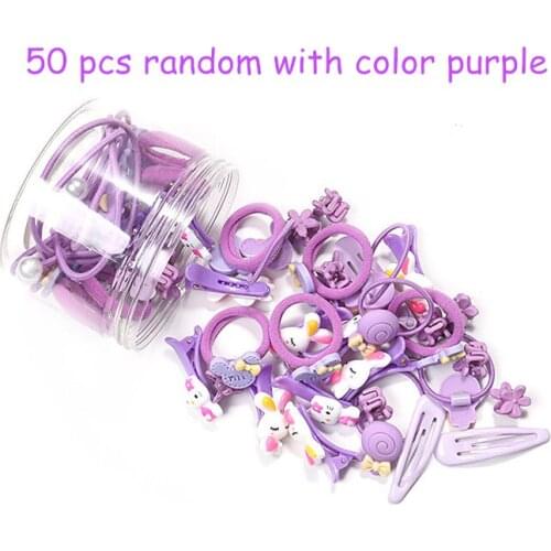 50 pcs random children cartoon hair accessories headband hairpins claw clip rubber band headdress hair rope baby hair clips