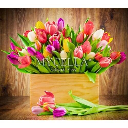 5D Diy Diamond Painting Flowers Cross Stitch Crystal Full Round Diamond Mosaic Sets Diamond Embroidery Tulip Home Decor