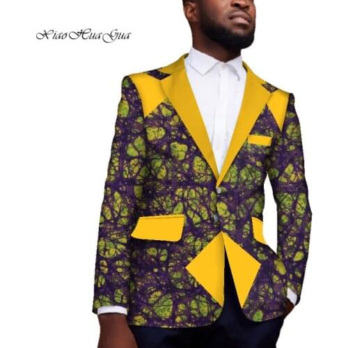 African Clothes for Men Blazers Party Coat Ankara Print Suit Jacket Customized for Wedding Male Formal Outfit Mens Wear Wyn801