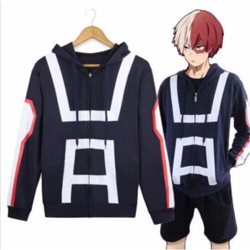 Anime Hoodies My Hero Academia Todoroki Shoto Cosplay Sweatshirt Zipper Jacket