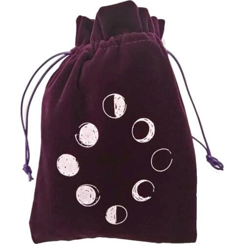 Velvet Tarot Storage Bag Moon Phase Tarot Card Divination Bag Board Game Drawstring Package Witchcraft Supplies Altar Tarot Box