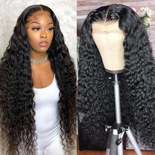 Brazilian Deep Wave Wig 28 30 Inch Transparent Lace Wigs Wet And Wavy Deep Curly Lace Front Human Hair Wigs T Part Deep Wave Wig