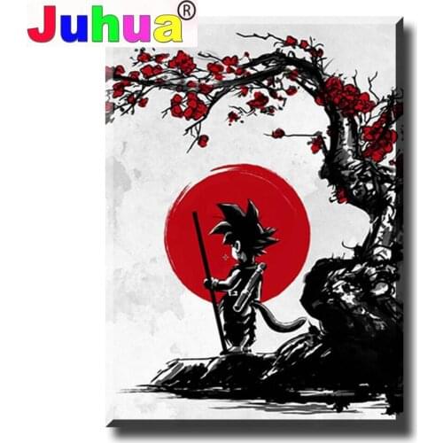 Ink Red Black Goku Anime DIY Diamond Painting Children New Top Gift, Mosaic Embroidery Full Square Round drill Cartoon Boy