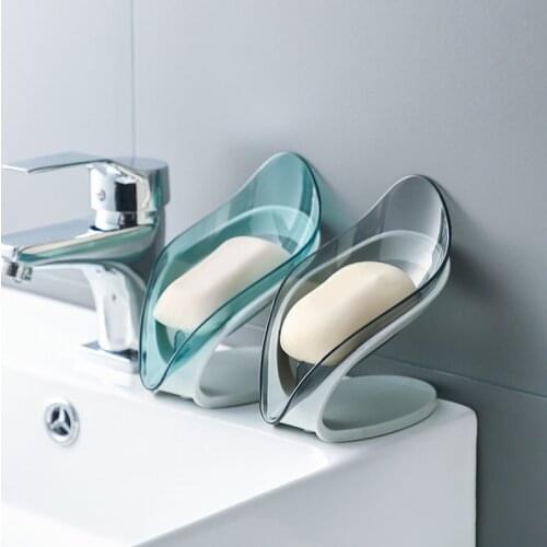 Drain Soap Holder Box Bathroom Shower Soap Storage Box Tray Rack Bathroom Gadgets Drainage Plastic Box Ledge Colorful Leaf Shape