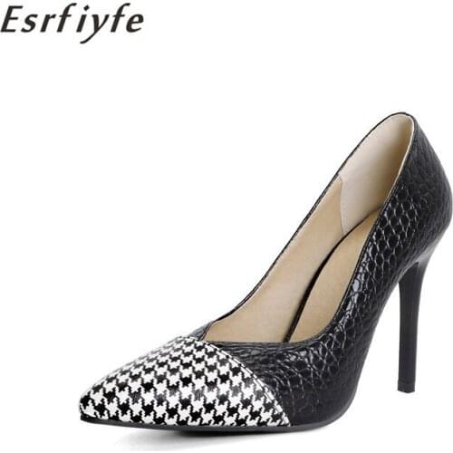 ESRFIYFE 2021 New High Heels Pumps for Women Pointed Toe Fashion Daily 10cm Heels Shoes Large Size 32-48 Brand Ladies Shoes