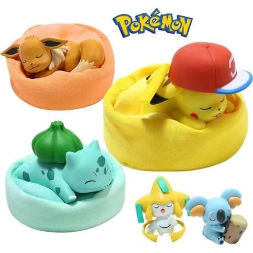 Genuine Pokemon Tide Brand Ornaments Series Pikachu Jilas Kabi Beast Anime With Base Model Dolls Toy Childrens Christmas Gifts