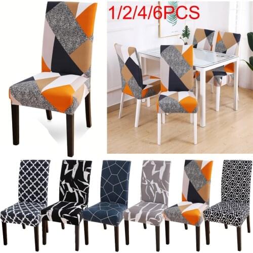 Geometric Pattern Dining Room Chair Cover Washable Stretch Seat Cover Furniture Slipcover For Hotel Wedding Banquet 1/2/4/6pcs