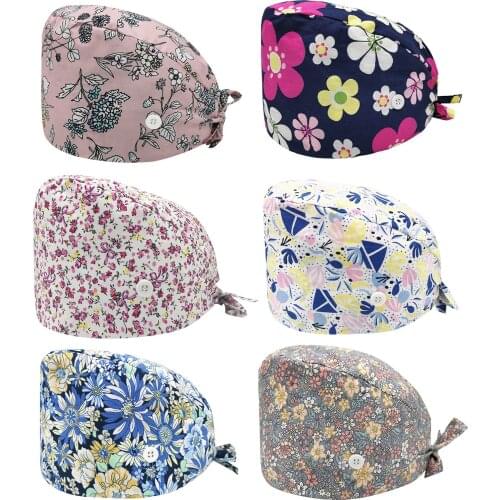 Gorro Enfermera Nurse Adjustable Working Scrubs Women Cap Multicolor Print Hat Sweatband Nurse Accessories Gorros Quirurgicos q5