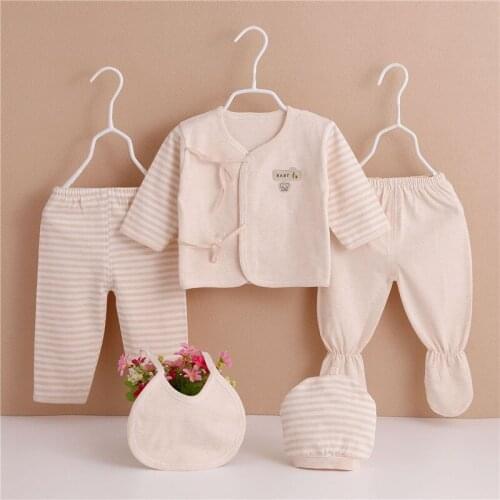 Newborn 5-piece Cotton Baby Clothes 0-3 Months Kids Underwear Printing Baby Girl Clothes Set Autumn baby boys clothing Outfit