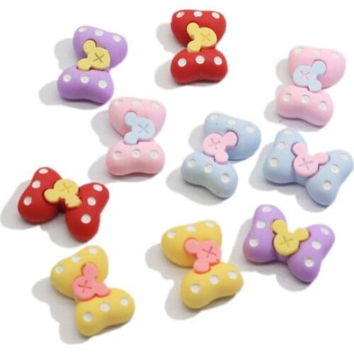 Kawaii Cartoon Bowknot Flat Back Resin Cabochons For Kids Headwear Accessories Decor Parts DIY Scrapbooking