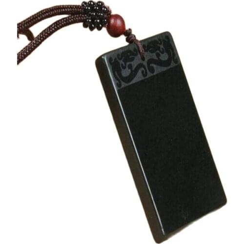 China Hand Engraving Hetian Qingyu Ping'an Pendant Necklace