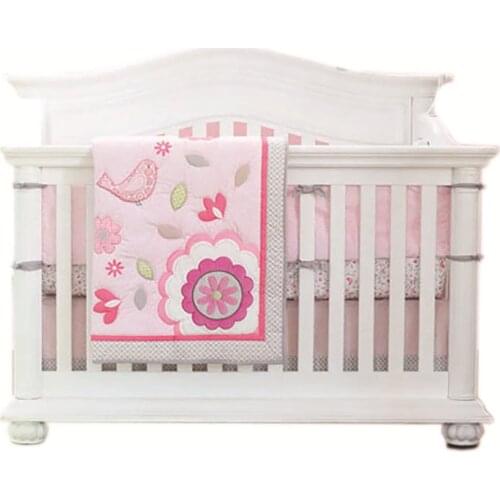 High Quality Brand Toddler Baby Cotton Bedding Set For Girls Beddings Universe Design 4 Pcs Crib Sheet Dust Ruffle Quilt Bumpers