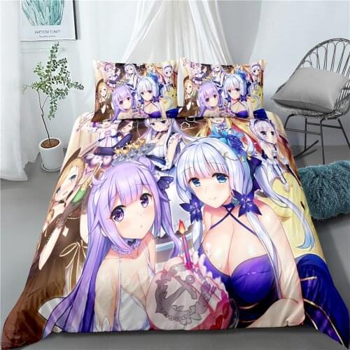 2/3 Pieces Azur Lane Bedding Set 3D Print Cartoon Anime Duvet Cover Twin Single King Bed Quilt Cover Pillowcase(No Sheets)