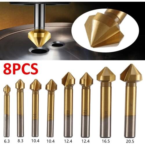 90 Degree HSS Chamfer Chamfering Cutter End Mill Tool Countersink Drill Bit Set Round Shank Mill Chamfer Bits
