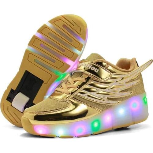 New Pink Gold Cheap Child Fashion Girls Boys LED Light Roller Skate Shoes For Children Kids Sneakers With Wheels One wheels