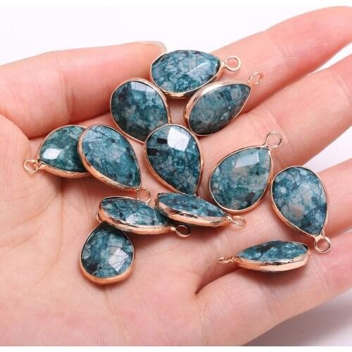 New Natural Stone Pendant Drop-shaped Lapis Lazulis Faceted Pendant Necklace For DIY Jewelry Best Birthday Gift Size 13x23mm