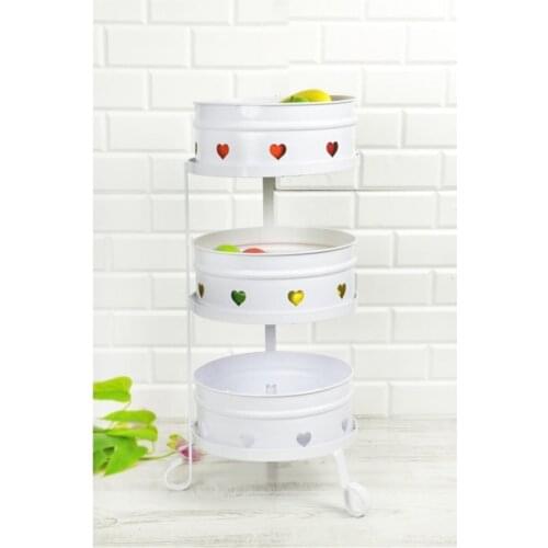 Metal 3 Layer Crisper Fruit Bowl White