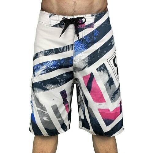 Mens five-point shorts twill sea view coconut tree peach velvet quick straight straight straight surf beach pants fitness