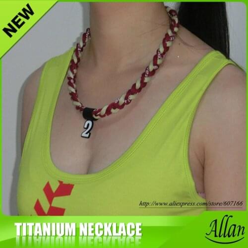 400pcs cheap titanium germanium 3-rope braided baseball sports necklaces free shipping