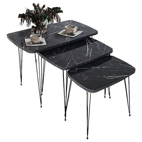 New Modern Evnalia Vnalia Wood 3'lü Mis Zigon Coffee table Pad Metal Hairpin Legs coffe table table basse