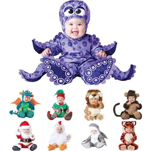 New Arrival High Quality Baby Boys Girls Halloween Dinosaur Costume Romper Kids Clothing Set Toddler Co-splay Triceratops