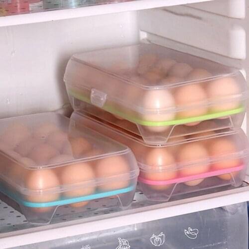 New Refrigerator Single Layer Food Container Storage Boxes 15 Eggs Airtight Plastic Storage Box Space Saver Home Organizer