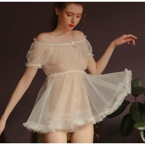 Sexy Pajamas Womens Summer Thin Transparent Tops Gauze Attractive Home Clothes Temptation Women Pajamas Set