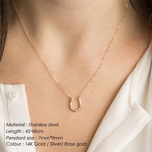 Stainless Steel Horseshoe Pendants Necklace Elegant U Shape Charm Choker Punk Thin Clavicle Chain Fashion Jewelry Accessories