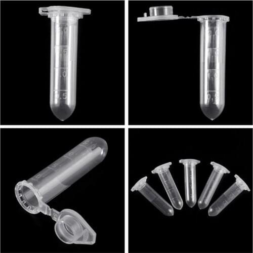 100Pcs 2ml Clear Plastic Vials Container Snap Cap Centrifuge Tubes Vials Sample Lab Container B36C