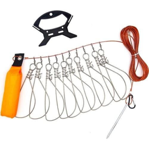 BATTLEBASS Fishing Lock Buckle With Reel Stainless Steel Lanyard Live Fish Lock Belt Fishing Tackle Stringer Fishing Floats Reel