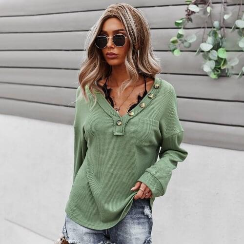 Pullovers Women Long Sleeve Top 2021 Autumn New Casual Button Deep V-Neck Loose Jumper Fashion Knitted Oversized Sweater