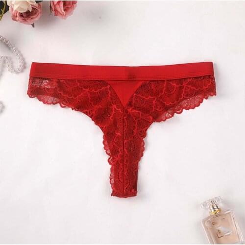 Fashion Ladies Erotic Thong Sexy G String Lace Flower Transparent Open Crotch Underwear Solid Color Female Porno T-back Thong