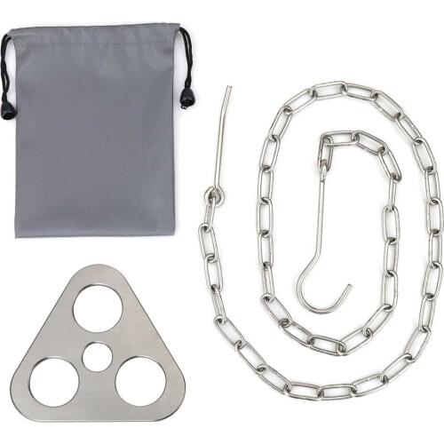 Outdoor camping portable triangular hanging pot bracket barbecue rack branch multifunctional picnic ring hook