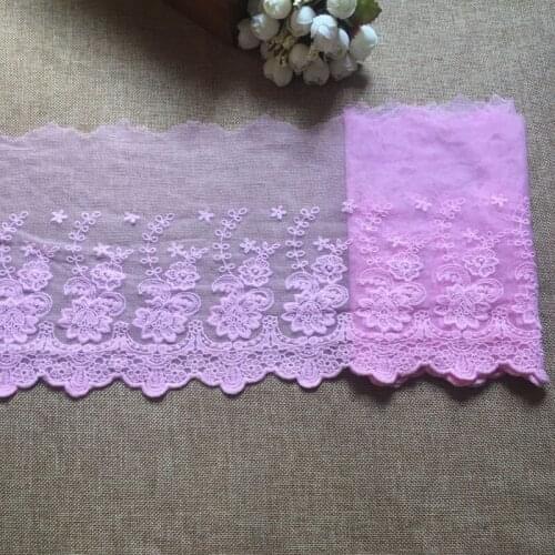 1Yard Embroidery Lace Fabric Trim 19cm Ribbon Pink Lace Ribbon Sewing Accessories Trimmings Guipure Craft Supplies dentelle P14