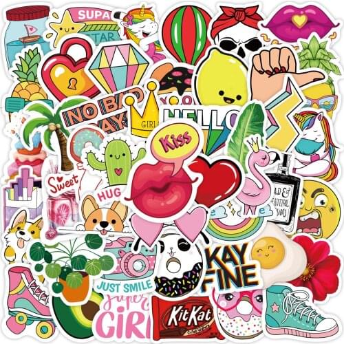10/50PCS Cute Cartoon Girl Stickers Aesthetics Water Bottle Laptop Guitar Luggage Waterproof Graffiti Sticker Decal Kid Toy