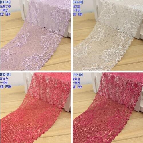 2 Meters/lot Elastic Lace Trimmings Embroidered Purple Red Lace Fabric for Wedding Decoration Ribbon 22cm Width