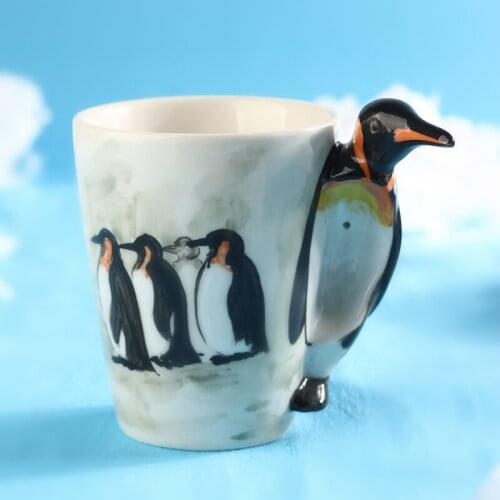 3D Ceramic Mug Hand-painted animal personality Hippocampal Penguin Dolphins Octopus lovers cup handmade mugs