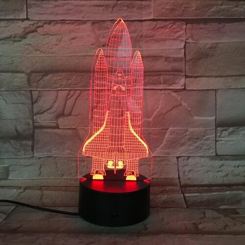 3D Lamp Atmosphere Apollo Project Space Shuttle Columbia 7 Color with Remote for Christmas Present Led Night Light Lamp